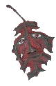 September 2004 - This is a Maple Leaf with a face in it. 7 inches long and 5 1/2 inches wide, carved out of basswood and finished with acrylic paint followed by paste wax. Also painted with the airbrush.