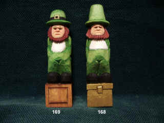 Jan 2006 - Irish Leprechans are about 6 inches tall, painted with acrylics and finished with double boiled linseed oil.