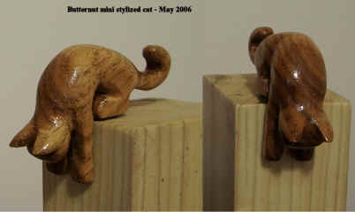 Mar. 2006 - This little guy was also inspired by a picture I saw in a carving magazine. He is cut from a block of basswood that measures 2" x 2" x 6" and painted with acrylics.