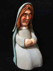 June 2006 - This is the third piece of the 15 piece nativity scene. Mary is carved from basswood, finished with acrylics and stands about 5 1/2 inches tall.
