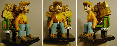 This is one of my better and most incricate jobs. The little cowboy is about 5 inches tall and sits on the tailgate of a truck. The cowboy is made of basswood and painted with acrylic paint. The truck is made from a variety of woods cut with a scroll saw, pieces glued and painted with acrylics. July, 2002.