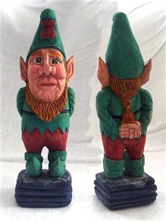 November 2010 - This little elf stands 7 inches tall and is carved from basswood with acrylic paint finish.
