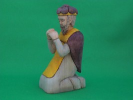 October 2011 - This is the sixteenth of a 18 piece Nativity Scene. It is carved from one piece of basswood, painted with acrylics and finished with ordinary paste floor wax. He is about 6 inches tall.