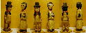 #6 & #7 - This couple are 6 1/2 inches tall, carved from Basswood and painted with acrylic paint. Chief Toquer was the name of an Indian who was leader of a tribe in Southern Utah. Toquerville is a unique community near Zion National Park, and derives it's name from this colourful Indian Chief. Princess Toquerina is his wife. It is thought she changed her name to identify with the chief. - March 2002.