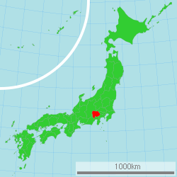 Location of Yamanashi Prefecture